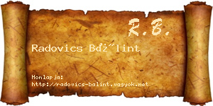 Radovics Bálint névjegykártya